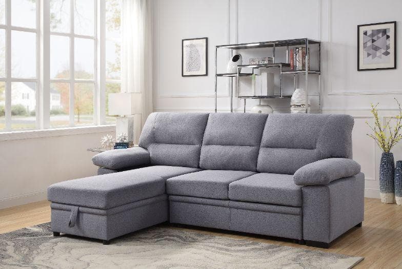 Nazli - Gray - Sectional Sleeper Sofa w/ Storage - Ornate Home