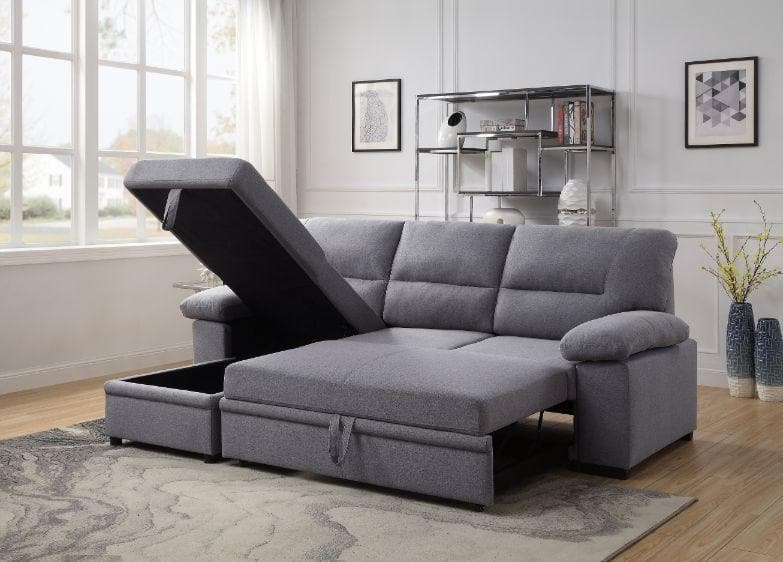 Nazli - Gray - Sectional Sleeper Sofa w/ Storage - Ornate Home