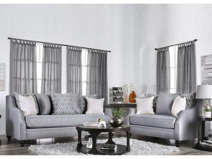 Nefyn - Gray - Stationary Sofa & Loveseat - 2pc - Ornate Home