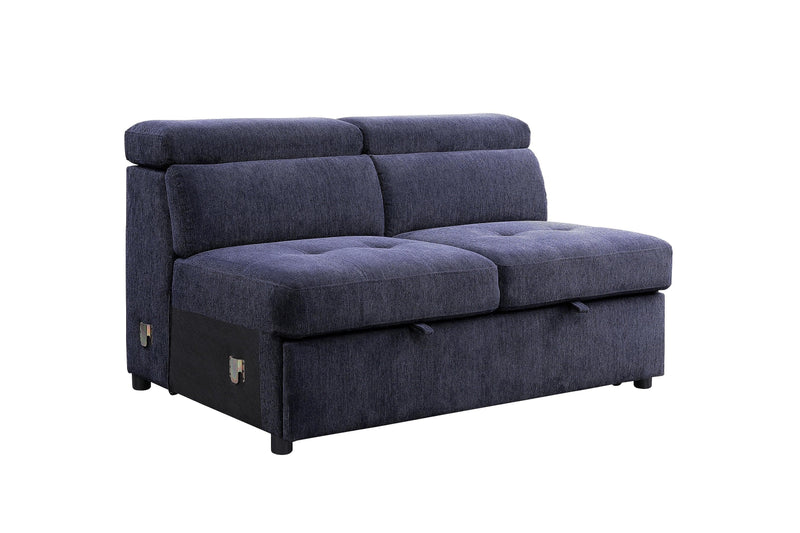 Nekoda - Navy - Sectional Sleeper Sofa w/ Storage & Ottoman - Ornate Home