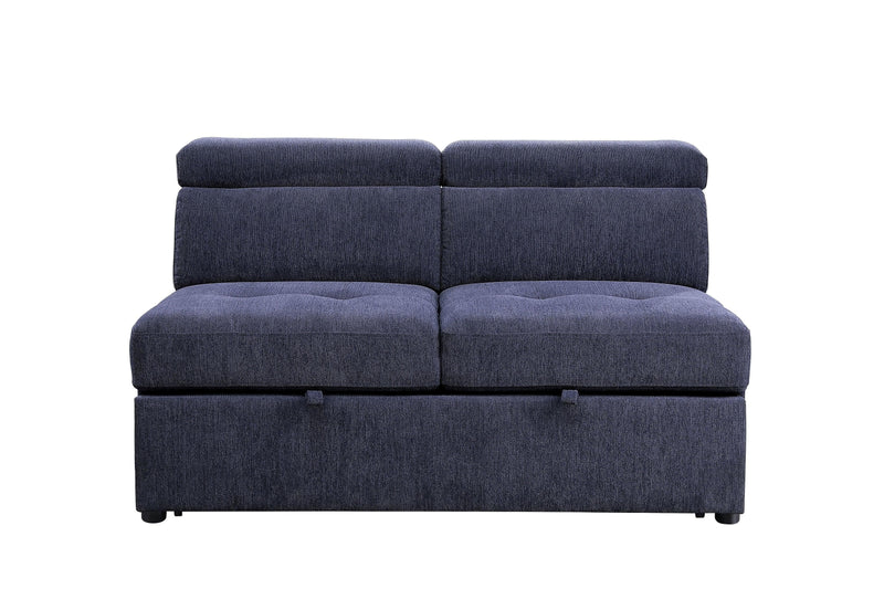 Nekoda - Navy - Sectional Sleeper Sofa w/ Storage & Ottoman - Ornate Home