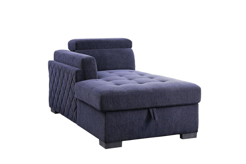 Nekoda - Navy - Sectional Sleeper Sofa w/ Storage & Ottoman - Ornate Home