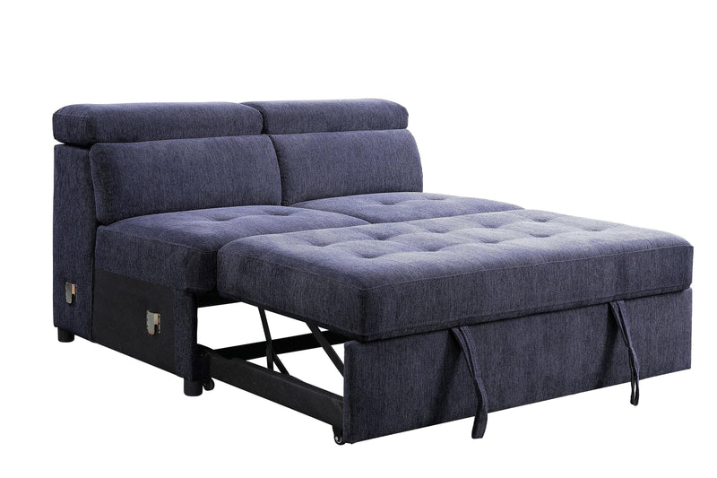 Nekoda - Navy - Sectional Sleeper Sofa w/ Storage & Ottoman - Ornate Home