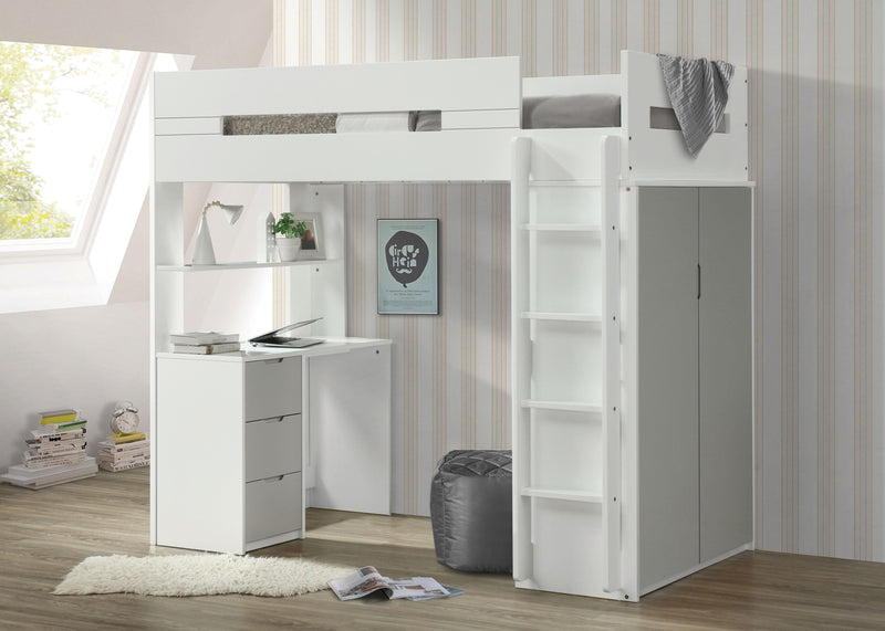 Nerice White & Gray Loft Bed - Ornate Home