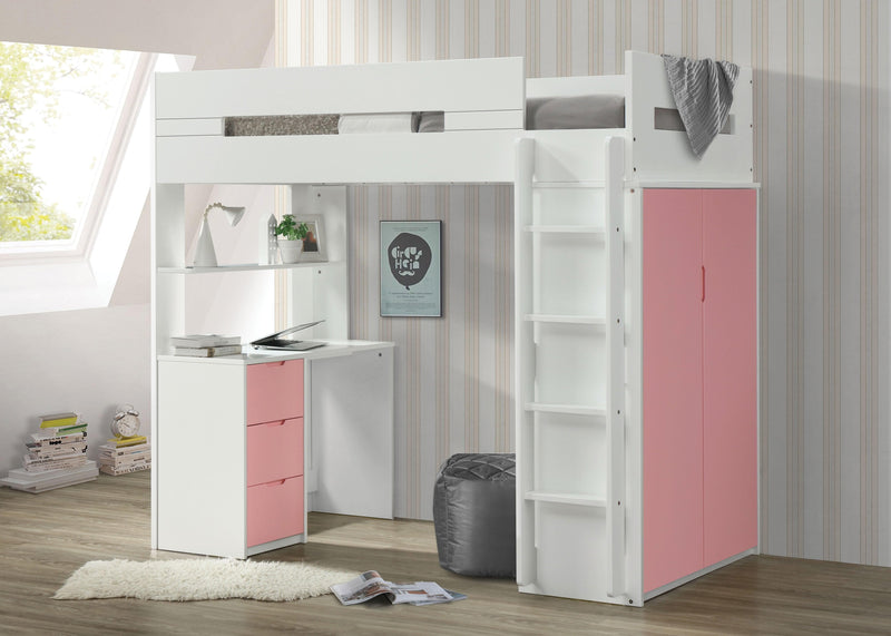 Nerice White & Pink Loft Bed - Ornate Home