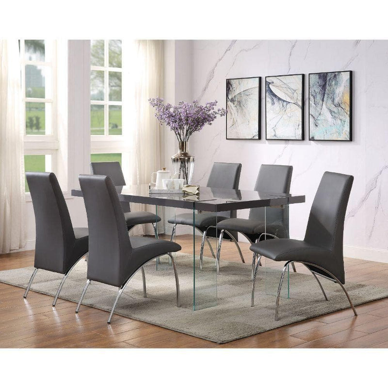 Noland  - Gray High Gloss & Clear Glass - Dining Table - Ornate Home