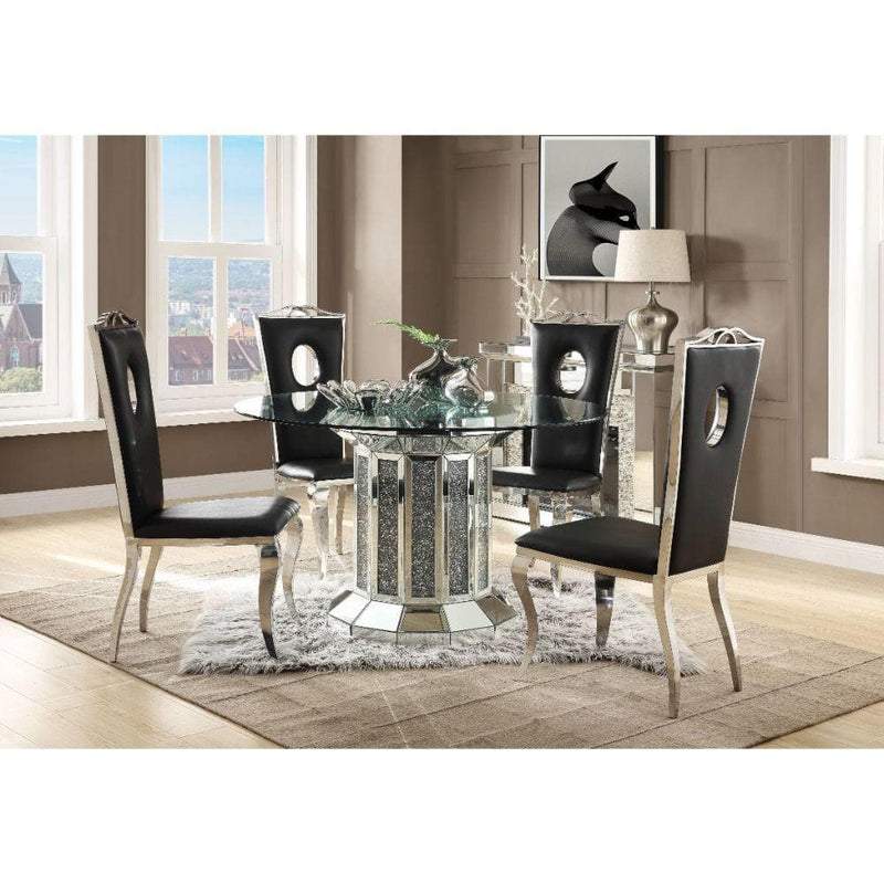 Noralie Dining Table - Angular Cylindrical Base - Ornate Home