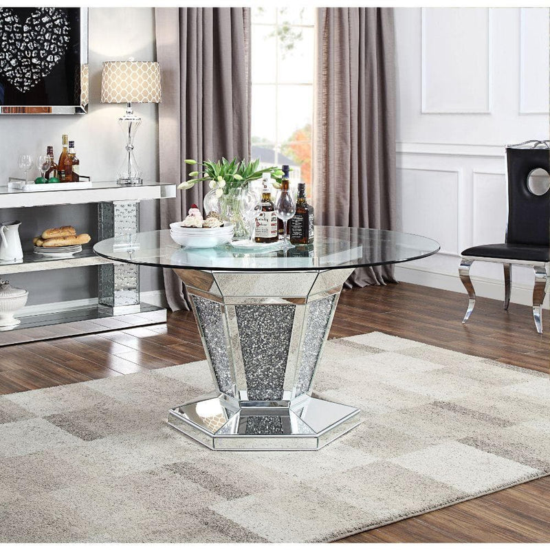 Noralie Dining Table - Angular Hexagonal Base - Ornate Home