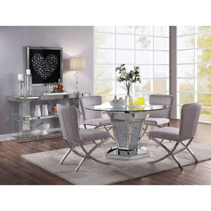 Noralie Dining Table - Angular Hexagonal Base - Ornate Home