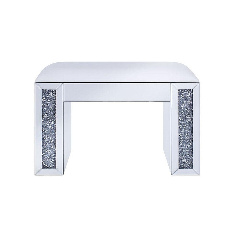 Noralie Vanity Stool - White Faux Leather - Ornate Home