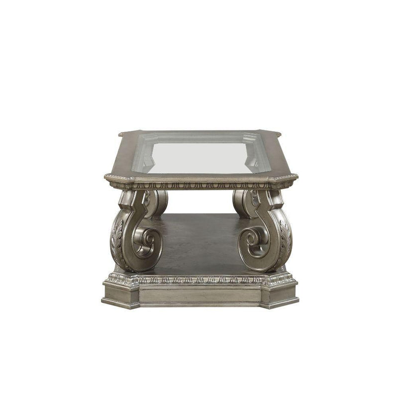 Northville - Antique Silver & Clear Glass - Coffee Table - Ornate Home