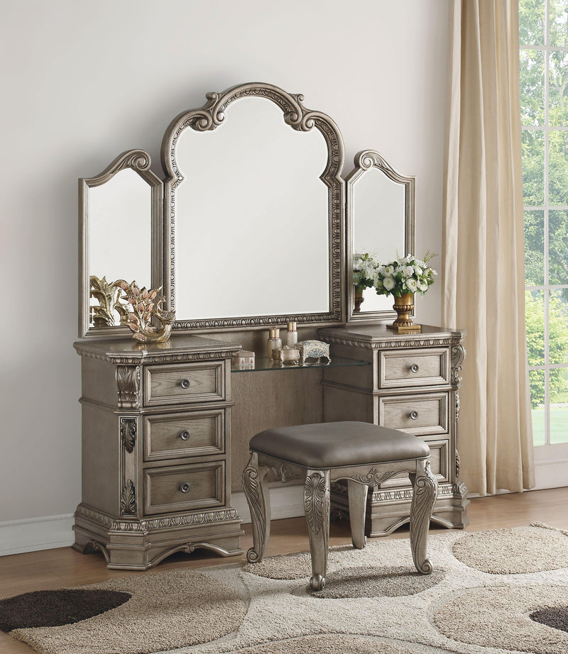 Northville - Antique Silver - Vanity Desk - Ornate Home