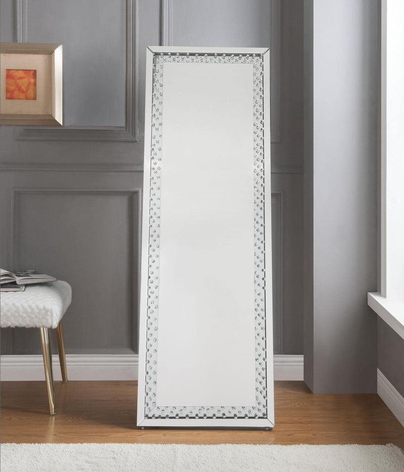 Nysa Mirrored & Faux Crystals Accent Mirror (Floor) - Ornate Home