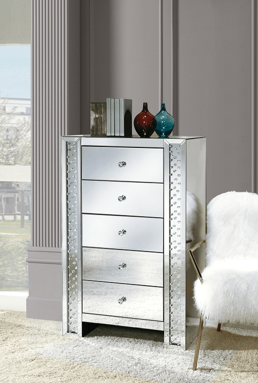 Nysa Mirrored & Faux Crystals Chest - Ornate Home