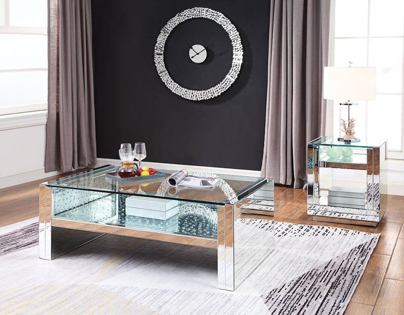 Nysa Mirrored & Faux Crystals Coffee Table - Ornate Home