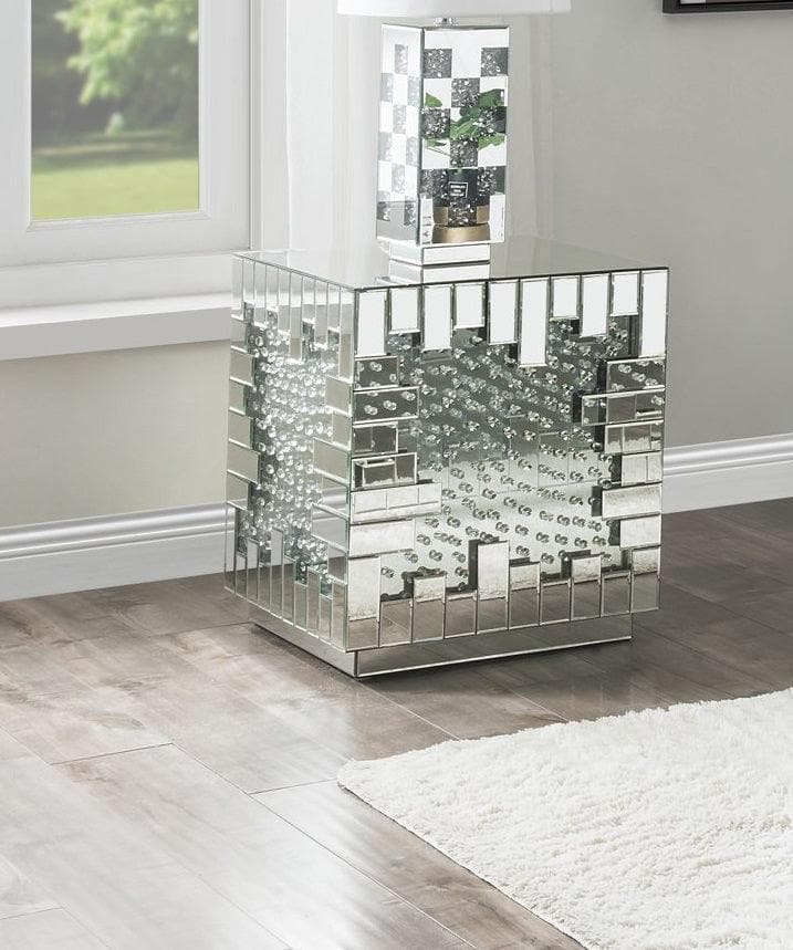 Nysa - Mirrored & Faux Crystals - End Table - Ornate Home