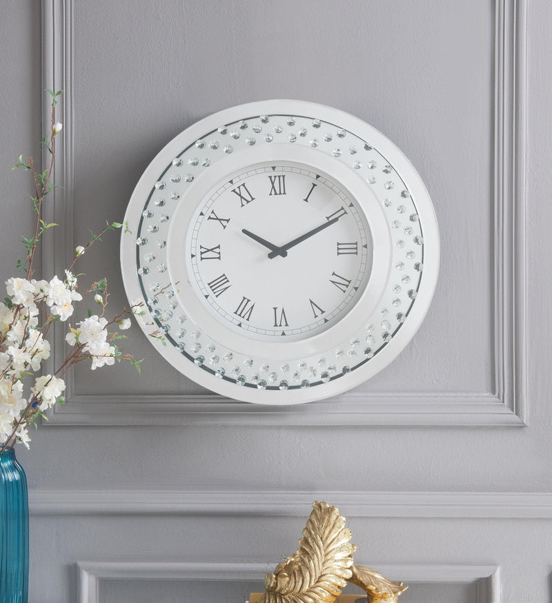 Nysa Mirrored & Faux Crystals Wall Clock - Ornate Home