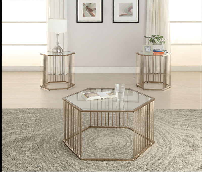 Oaklie Champagne & Clear Glass Coffee Table - Ornate Home