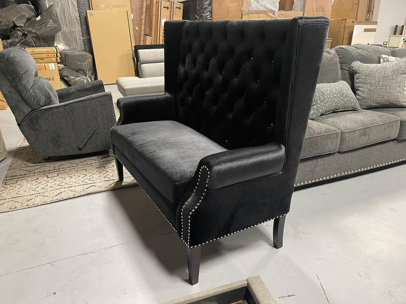 Odina - Black Velvet - High Back Loveseat - Ornate Home