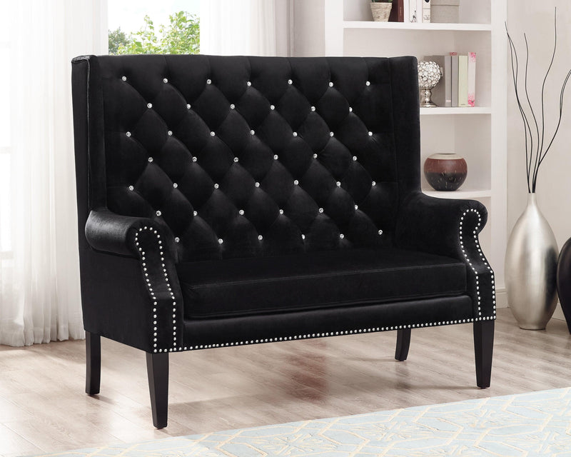 Odina - Black Velvet - High Back Loveseat - Ornate Home