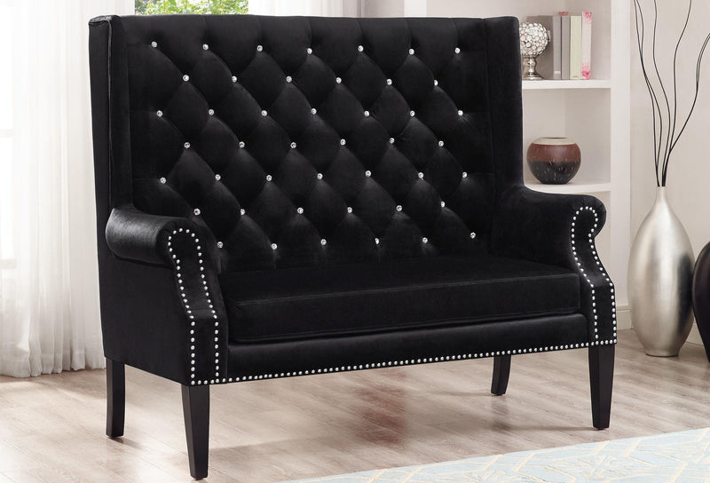 Odina - Black Velvet - High Back Loveseat - Ornate Home