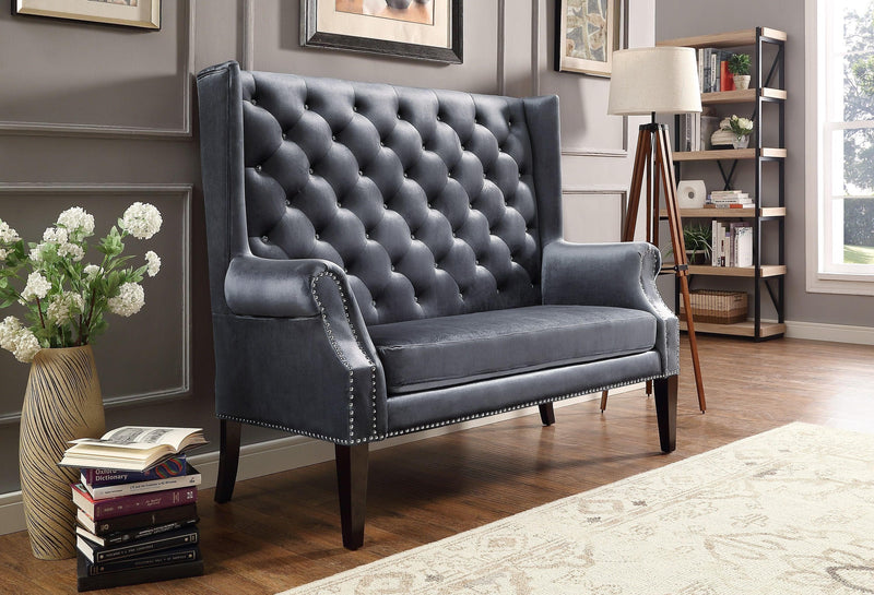 Odina - Gray Velvet - High Back Loveseat - Ornate Home