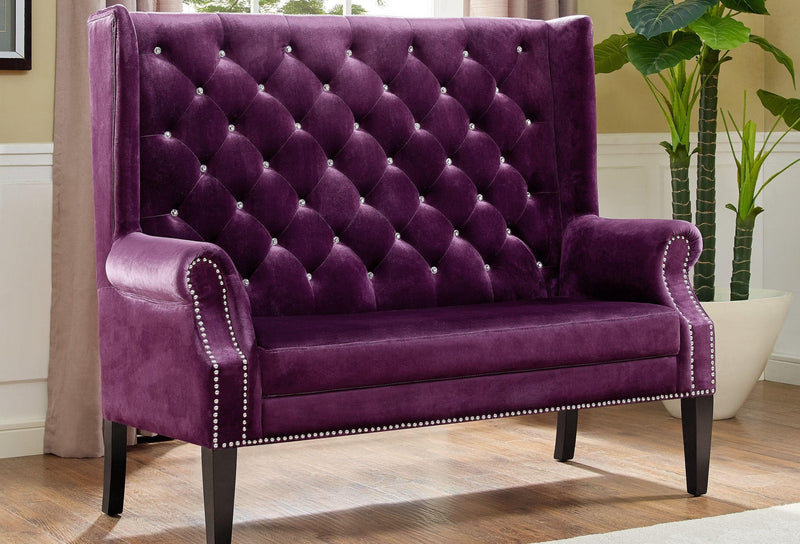 Odina Velvet Purple High Back Loveseat - Ornate Home