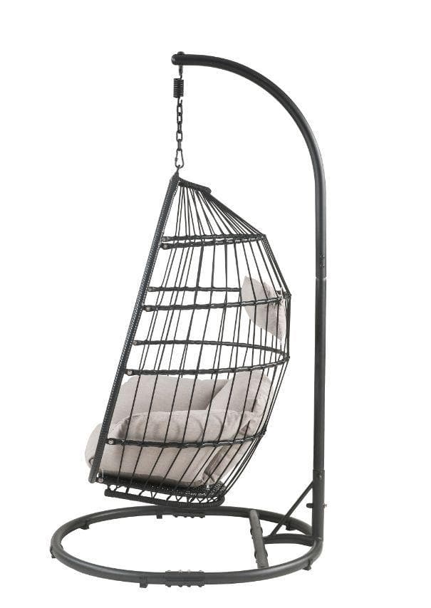 Oldi - Beige & Black - Patio Swing Chair w/ Stand - Ornate Home