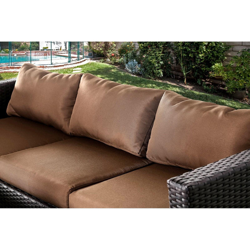 Olina - Espresso & Brown - 5pc Outdoor Sofa Set - Ornate Home