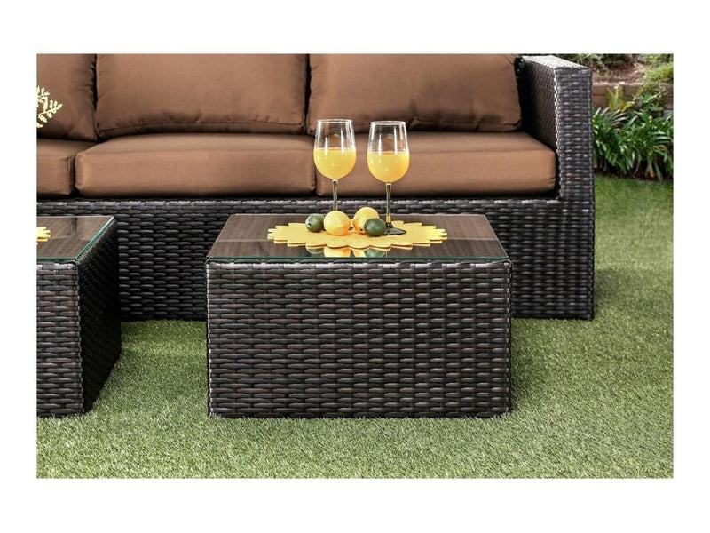 Olina - Espresso & Brown - 5pc Outdoor Sofa Set - Ornate Home