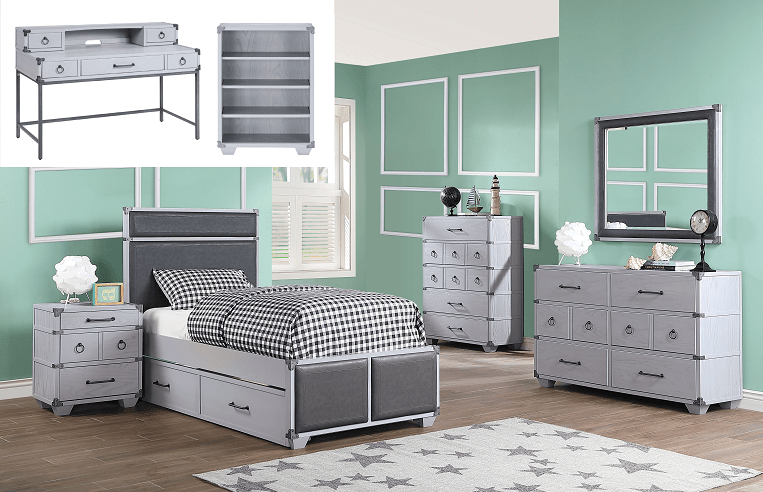 Orchest Gray PU & Gray Twin Bed - Ornate Home