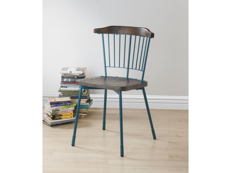 Orien Teal & Brown Oak Side Chair - Ornate Home