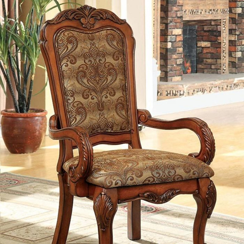 Medieve Antique Oak & Brown Dining Arm Chair (Set of 2)