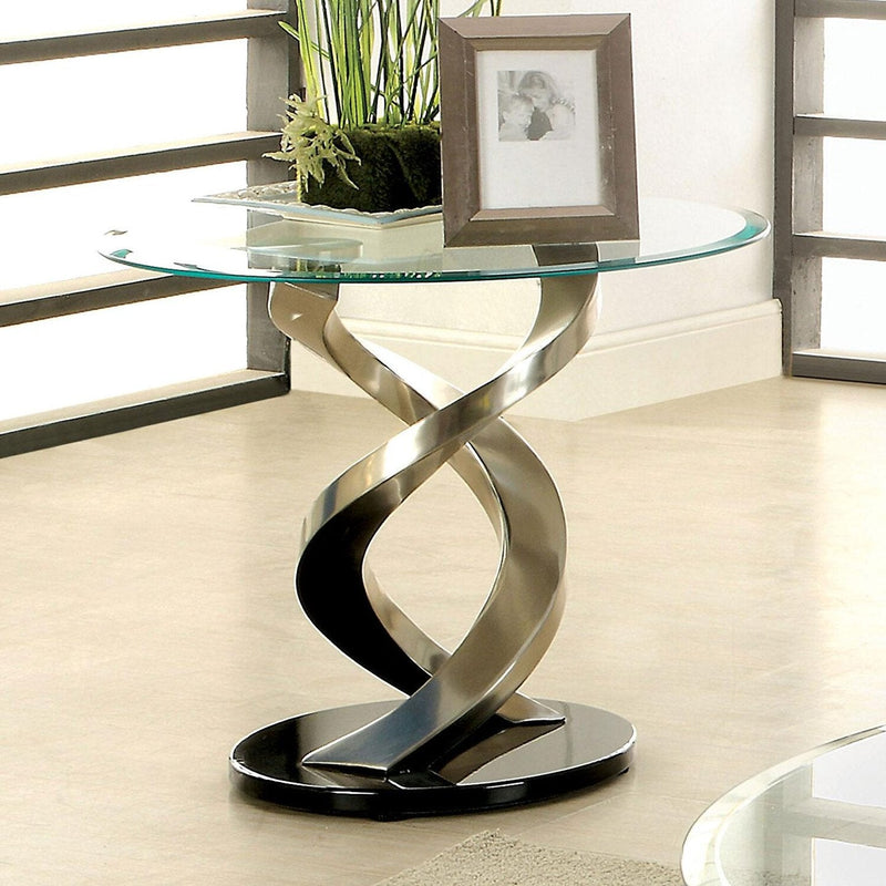 Nova Satin Plated & Black End Table