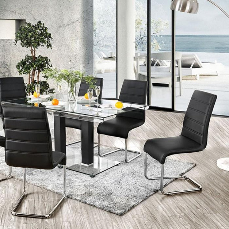 Richfield Black & Chrome 7pc Dining Room Set