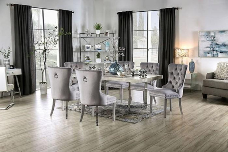 Sindy Light Gray/Chrome Dining Table