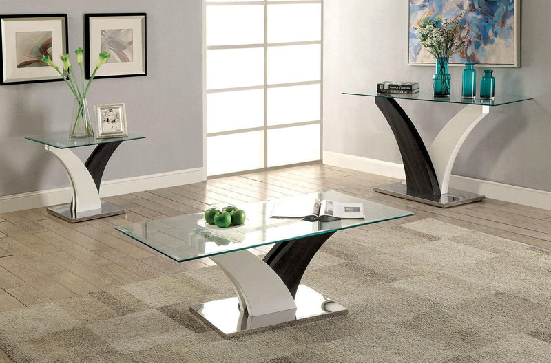 Sloane White/Dark Gray/Chrome  Sofa Table