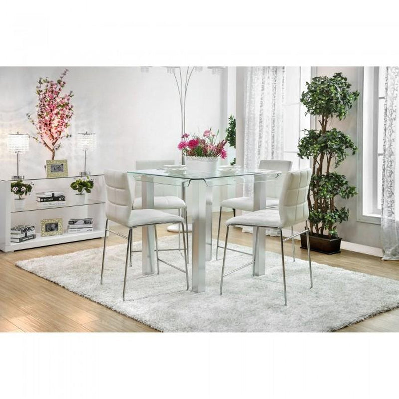 Richfield White & Chrome 5pc Counter Height Dining Room Set