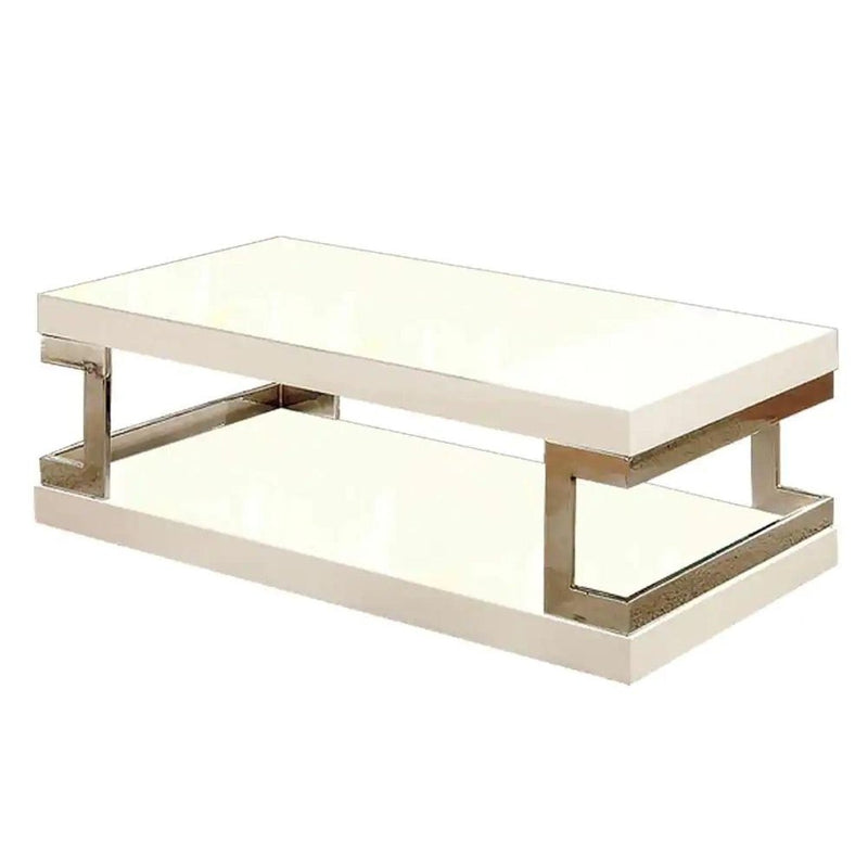 Meda White & Chrome Coffee Table