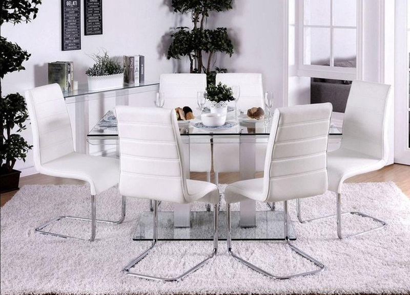 Richfield White & Chrome 7pc Dining Room Set