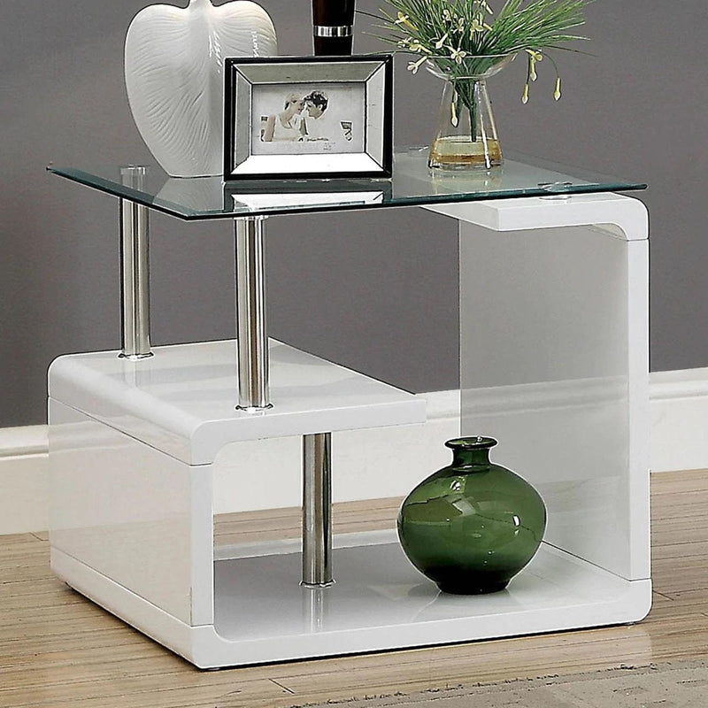 Torkel  White/Chrome  End Table