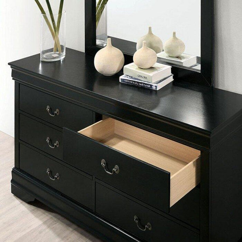 Louis Philippe Black 5pc Queen Bedroom Set w/ 2 Nightstands