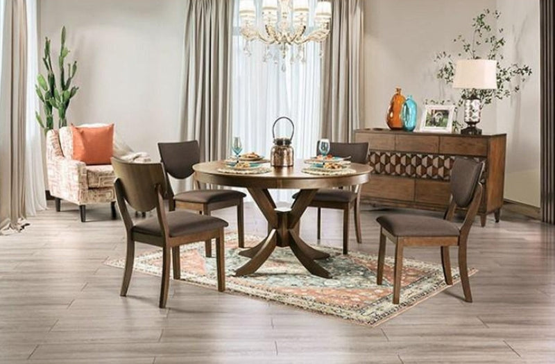 Marina I  Walnut & Dark Chocolate Round  Dining Table