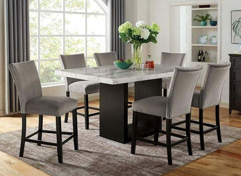 Kian White & Black 7pc Counter Height Dining Room Set