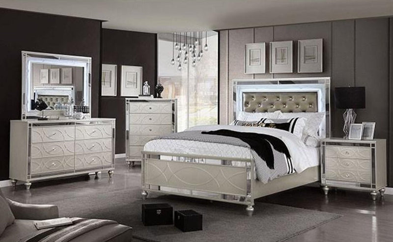 Manar Silver 4pc Queen Bedroom Set