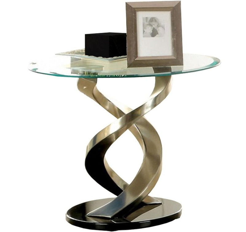 Nova Satin Plated & Black End Table