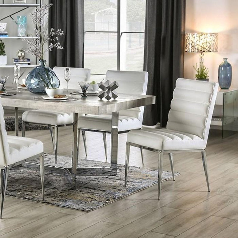 Sindy Light Gray/Chrome Dining Table