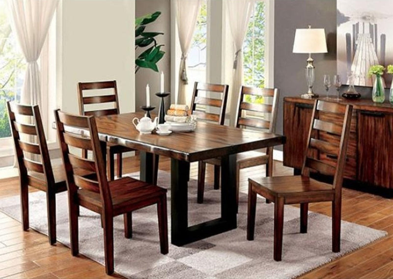 Maddison Tobacco Oak & Black  7pc Dining Room Set