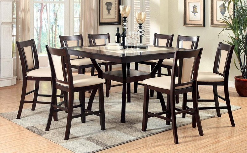 Brent II Dark Cherry & Ivory 7pc Counter Ht. Dining Room Set