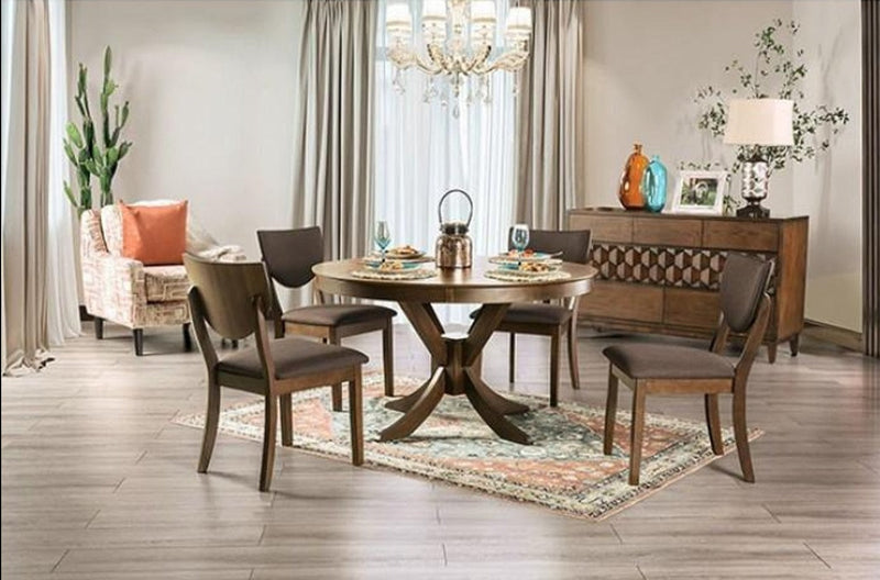 Marina I Walnut/Dark Chocolate 5pc Dining Room Set